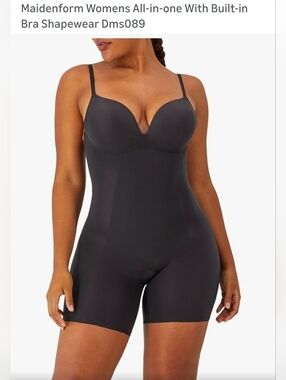 Maidenform Black All-in-One Shapewear Bodysuit with Built-In Bra